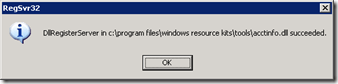 AcctInfo DLL registration success