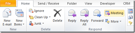 Outlook ribbon Reply with Meeting Request