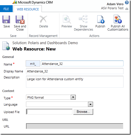 CRM 2011 New Web Resource
