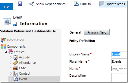 CRM Event entity no custom icons